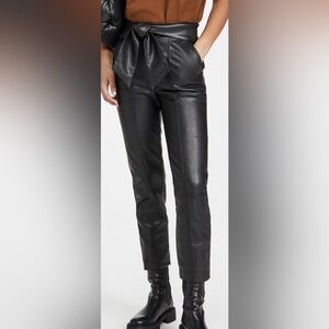 SIMKHAI Tessa Vegan Leather Tie Waist Pants Black Size 8
